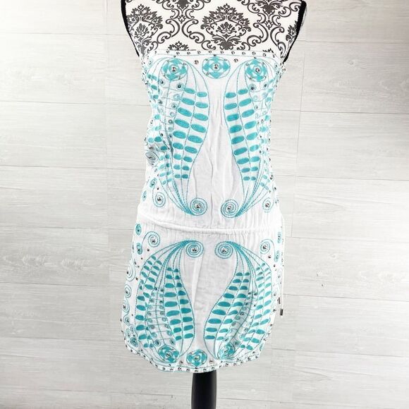 Melissa Odabash Beaded Embroidered Tie Waist Strapless Swimsuit Cover - Picture 2 of 8